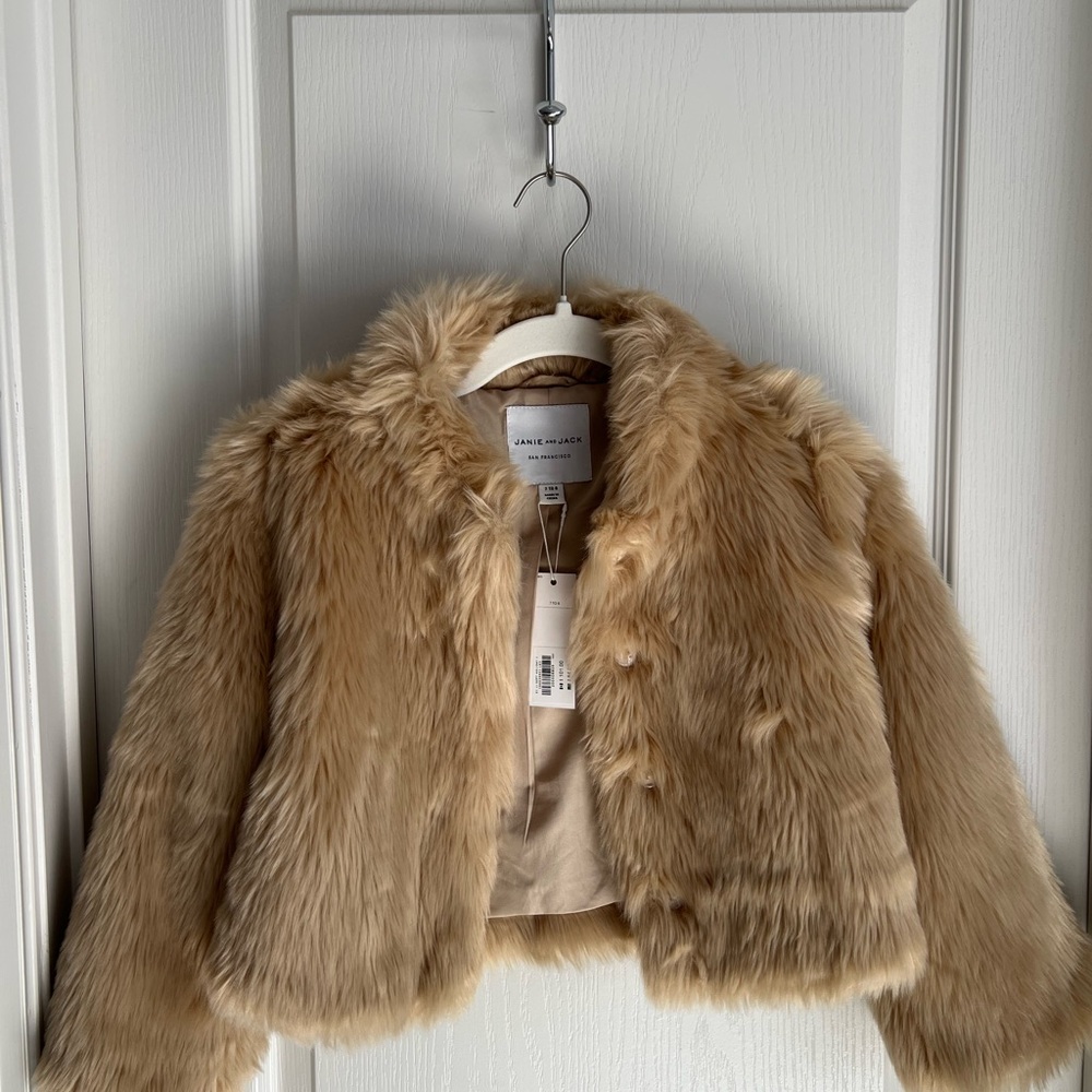 Girls Janie and Jack Faux Fur Cropped Jacket Sz 7-8 NWT